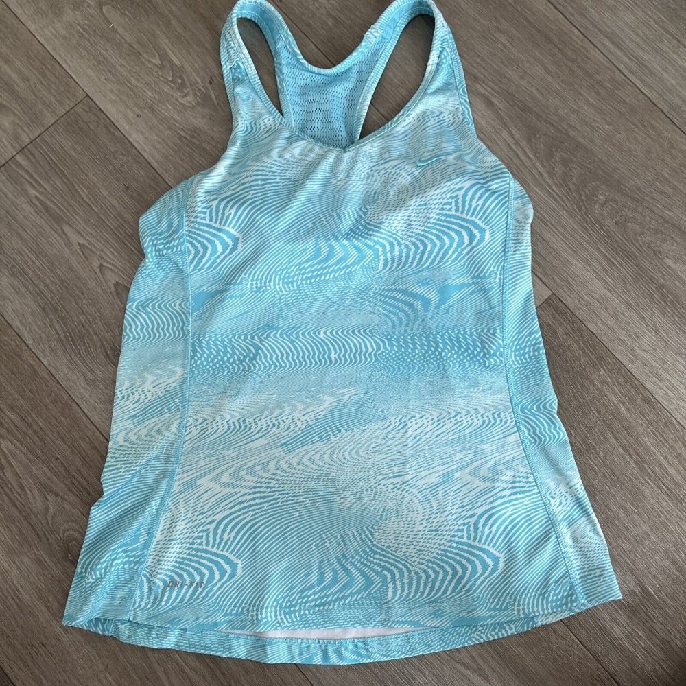 Nike Light Blue and White Tank Top